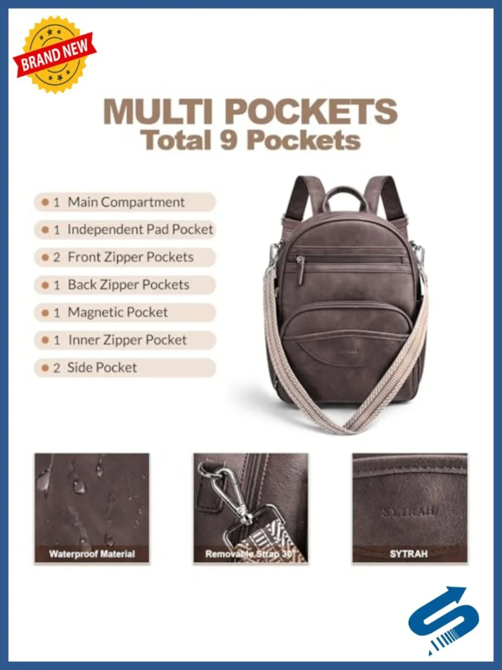 Women's Mini Backpack Purse Faux Leather Convertible Daypack RFID Tablet Sleeve